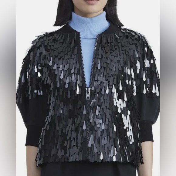 LAFAYETTE 148 NEW YORK PAILLETTE
LANTERN SLEEVE
WOOL & SILK BLEND
JACKET - Picture 3 of 13